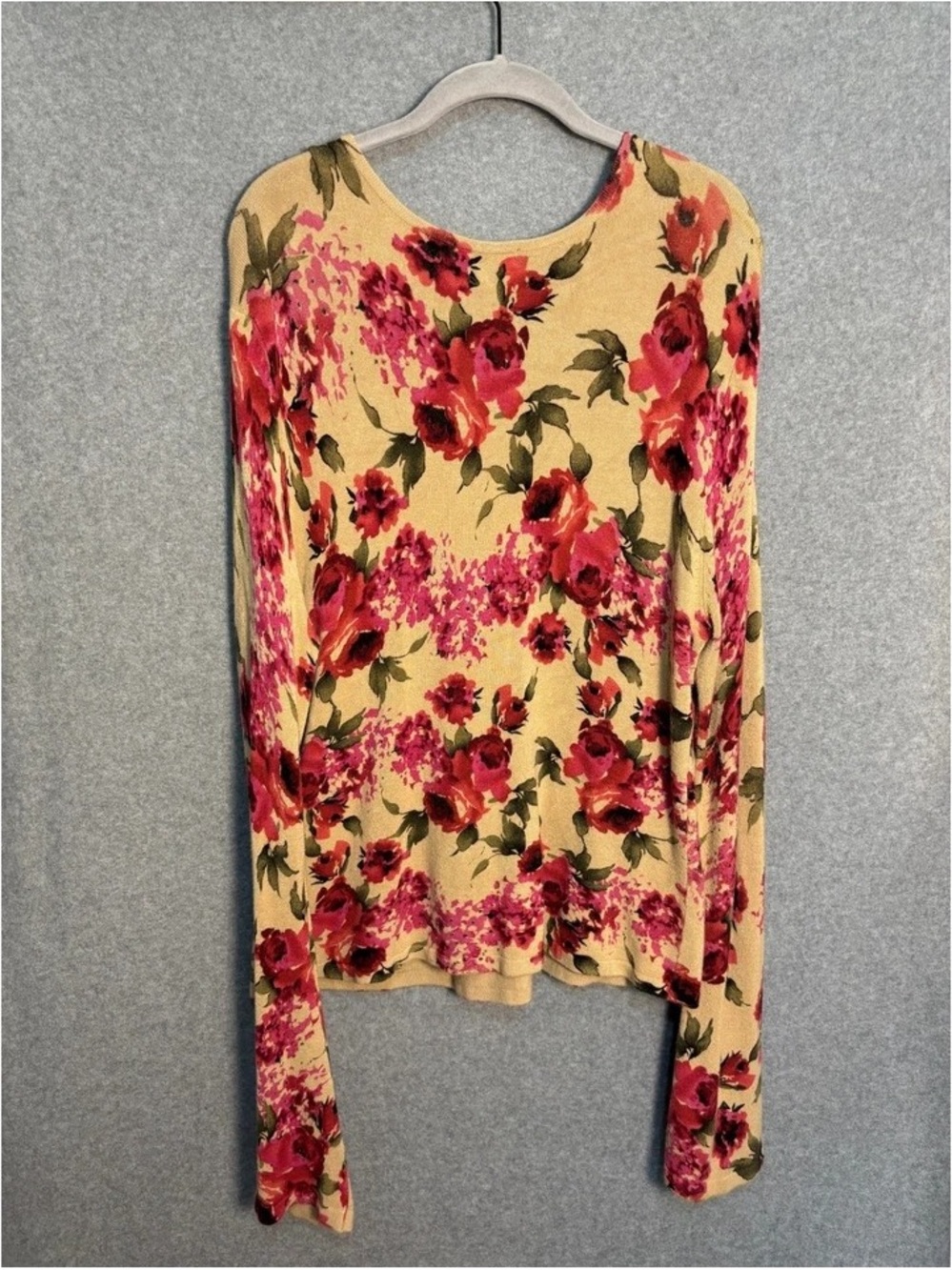 Apostrophe Yellow Scoop Neck Long Sleeve Top with Pink Floral Print - Picture 4 of 7